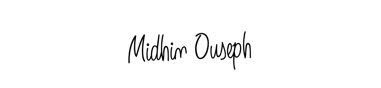 You should practise on your own different ways (Angelique-Rose-font-FFP) to write your name (Midhin Ouseph) in signature. don't let someone else do it for you. Midhin Ouseph signature style 5 images and pictures png