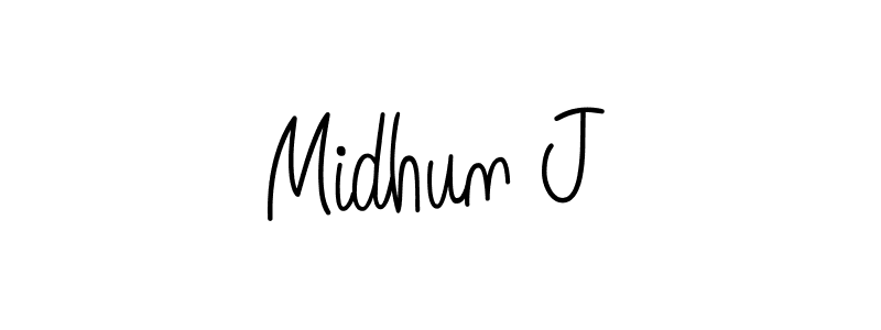 Make a beautiful signature design for name Midhun J. With this signature (Angelique-Rose-font-FFP) style, you can create a handwritten signature for free. Midhun J signature style 5 images and pictures png