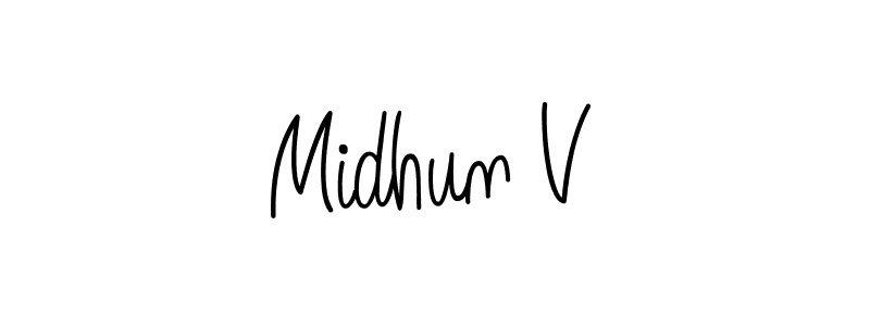 Midhun V stylish signature style. Best Handwritten Sign (Angelique-Rose-font-FFP) for my name. Handwritten Signature Collection Ideas for my name Midhun V. Midhun V signature style 5 images and pictures png