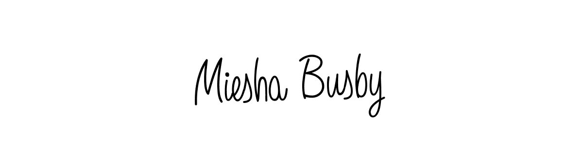 You should practise on your own different ways (Angelique-Rose-font-FFP) to write your name (Miesha Busby) in signature. don't let someone else do it for you. Miesha Busby signature style 5 images and pictures png