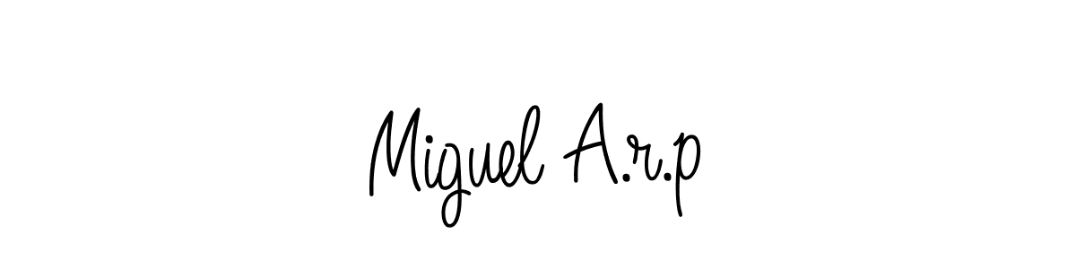 Make a beautiful signature design for name Miguel A.r.p. With this signature (Angelique-Rose-font-FFP) style, you can create a handwritten signature for free. Miguel A.r.p signature style 5 images and pictures png