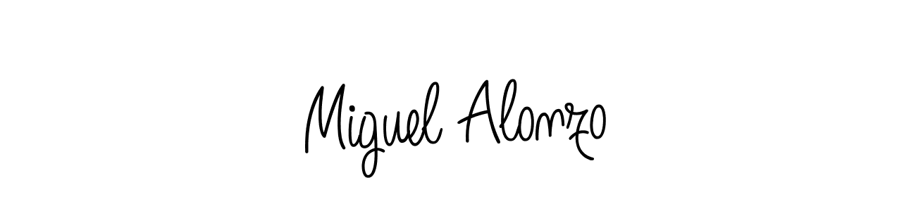 Make a beautiful signature design for name Miguel Alonzo. With this signature (Angelique-Rose-font-FFP) style, you can create a handwritten signature for free. Miguel Alonzo signature style 5 images and pictures png