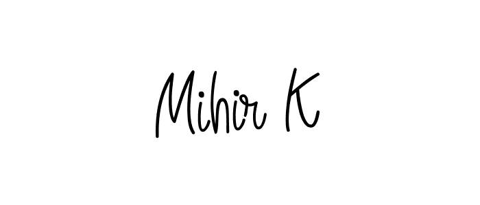 The best way (Angelique-Rose-font-FFP) to make a short signature is to pick only two or three words in your name. The name Mihir K include a total of six letters. For converting this name. Mihir K signature style 5 images and pictures png