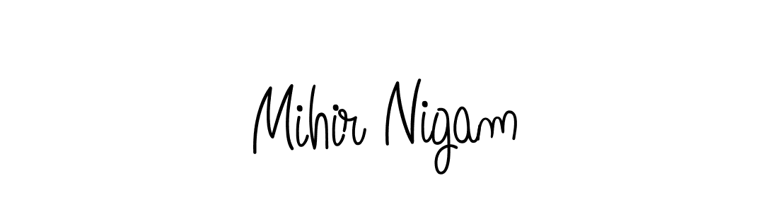You should practise on your own different ways (Angelique-Rose-font-FFP) to write your name (Mihir Nigam) in signature. don't let someone else do it for you. Mihir Nigam signature style 5 images and pictures png