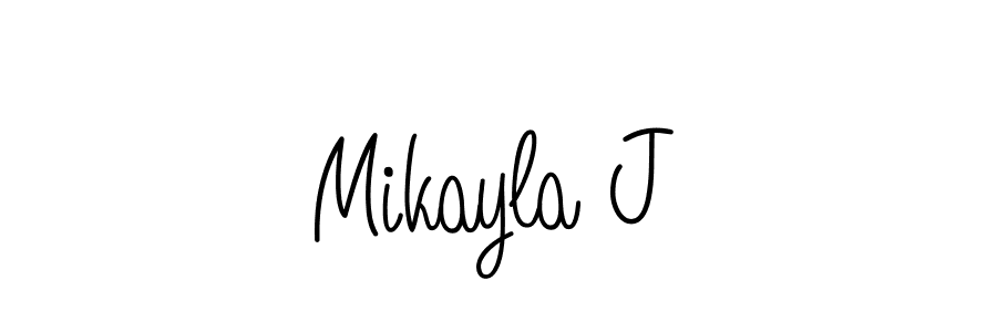 Use a signature maker to create a handwritten signature online. With this signature software, you can design (Angelique-Rose-font-FFP) your own signature for name Mikayla J. Mikayla J signature style 5 images and pictures png