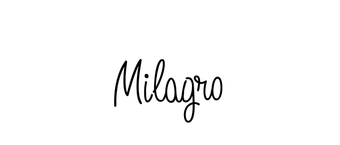 Use a signature maker to create a handwritten signature online. With this signature software, you can design (Angelique-Rose-font-FFP) your own signature for name Milagro. Milagro signature style 5 images and pictures png