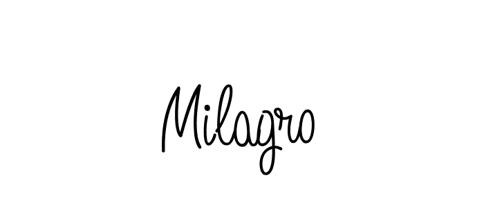 Use a signature maker to create a handwritten signature online. With this signature software, you can design (Angelique-Rose-font-FFP) your own signature for name Milagro. Milagro signature style 5 images and pictures png