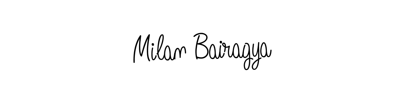 The best way (Angelique-Rose-font-FFP) to make a short signature is to pick only two or three words in your name. The name Milan Bairagya include a total of six letters. For converting this name. Milan Bairagya signature style 5 images and pictures png