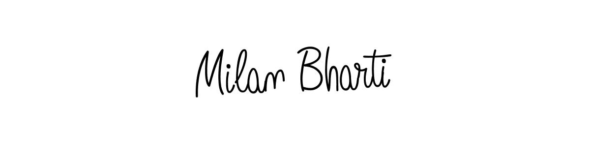 Make a beautiful signature design for name Milan Bharti. With this signature (Angelique-Rose-font-FFP) style, you can create a handwritten signature for free. Milan Bharti signature style 5 images and pictures png