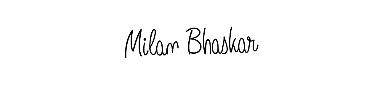 How to make Milan Bhaskar name signature. Use Angelique-Rose-font-FFP style for creating short signs online. This is the latest handwritten sign. Milan Bhaskar signature style 5 images and pictures png