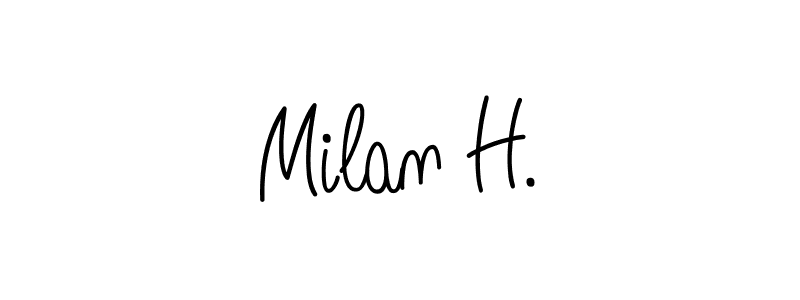 The best way (Angelique-Rose-font-FFP) to make a short signature is to pick only two or three words in your name. The name Milan H. include a total of six letters. For converting this name. Milan H. signature style 5 images and pictures png