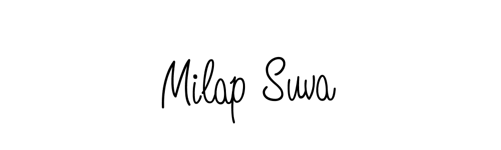 Use a signature maker to create a handwritten signature online. With this signature software, you can design (Angelique-Rose-font-FFP) your own signature for name Milap Suva. Milap Suva signature style 5 images and pictures png