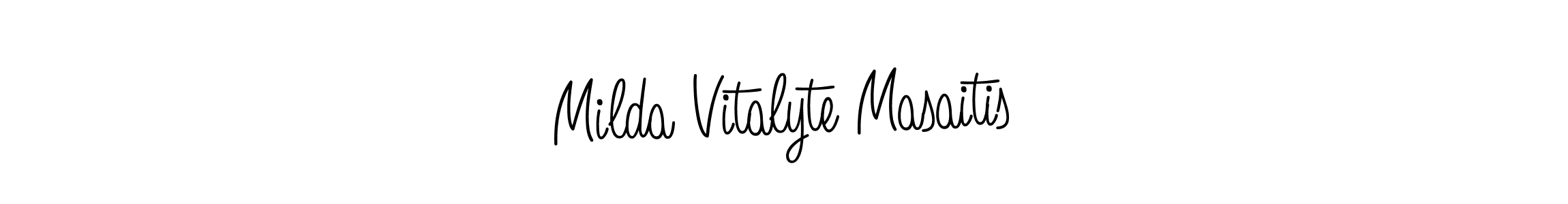 Create a beautiful signature design for name Milda Vitalyte Masaitis. With this signature (Angelique-Rose-font-FFP) fonts, you can make a handwritten signature for free. Milda Vitalyte Masaitis signature style 5 images and pictures png