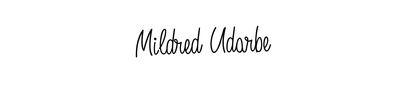The best way (Angelique-Rose-font-FFP) to make a short signature is to pick only two or three words in your name. The name Mildred Udarbe include a total of six letters. For converting this name. Mildred Udarbe signature style 5 images and pictures png