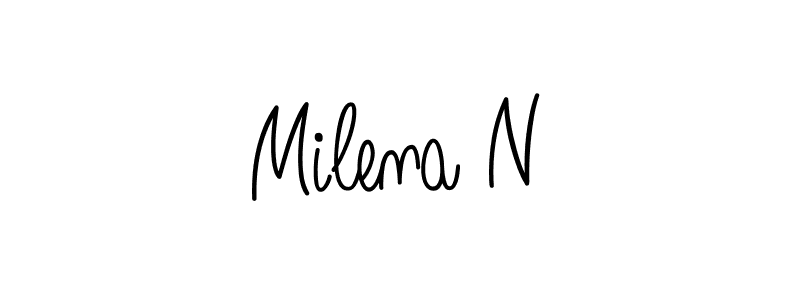 Use a signature maker to create a handwritten signature online. With this signature software, you can design (Angelique-Rose-font-FFP) your own signature for name Milena N. Milena N signature style 5 images and pictures png