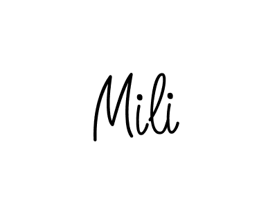 Make a beautiful signature design for name Mili. With this signature (Angelique-Rose-font-FFP) style, you can create a handwritten signature for free. Mili signature style 5 images and pictures png