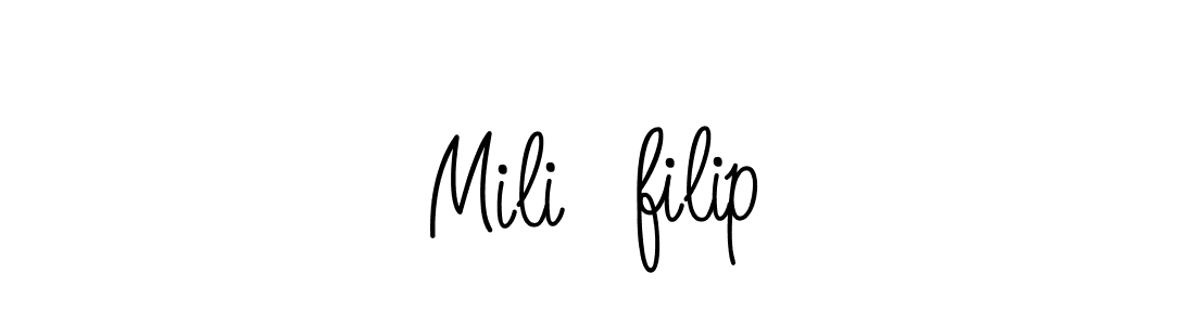 The best way (Angelique-Rose-font-FFP) to make a short signature is to pick only two or three words in your name. The name MiliĆfilip include a total of six letters. For converting this name. MiliĆfilip signature style 5 images and pictures png