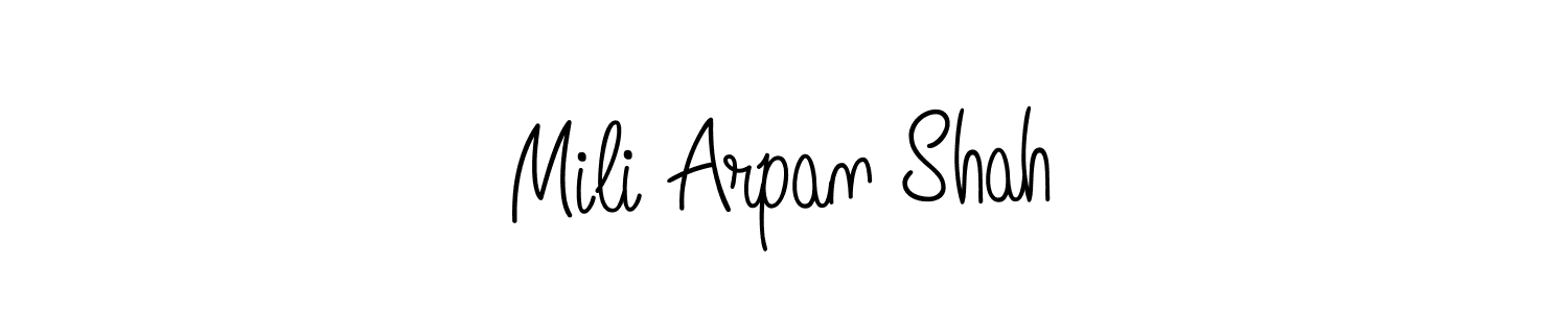 Create a beautiful signature design for name Mili Arpan Shah. With this signature (Angelique-Rose-font-FFP) fonts, you can make a handwritten signature for free. Mili Arpan Shah signature style 5 images and pictures png