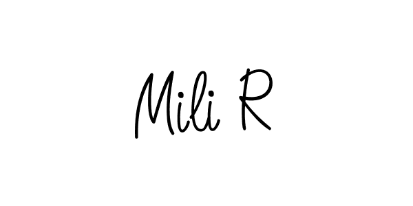 if you are searching for the best signature style for your name Mili R. so please give up your signature search. here we have designed multiple signature styles  using Angelique-Rose-font-FFP. Mili R signature style 5 images and pictures png