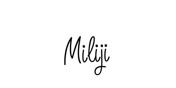 Use a signature maker to create a handwritten signature online. With this signature software, you can design (Angelique-Rose-font-FFP) your own signature for name Miliji. Miliji signature style 5 images and pictures png