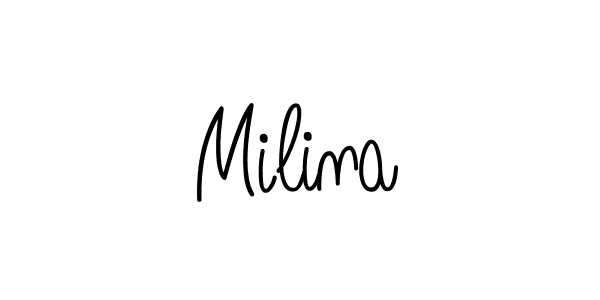 Use a signature maker to create a handwritten signature online. With this signature software, you can design (Angelique-Rose-font-FFP) your own signature for name Milina. Milina signature style 5 images and pictures png