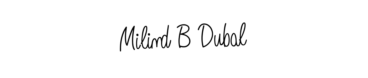 Make a beautiful signature design for name Milind B Dubal. With this signature (Angelique-Rose-font-FFP) style, you can create a handwritten signature for free. Milind B Dubal signature style 5 images and pictures png