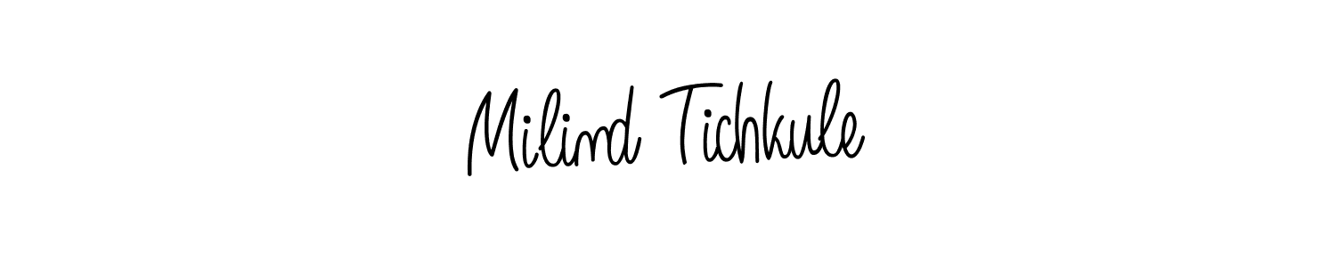 Create a beautiful signature design for name Milind Tichkule. With this signature (Angelique-Rose-font-FFP) fonts, you can make a handwritten signature for free. Milind Tichkule signature style 5 images and pictures png