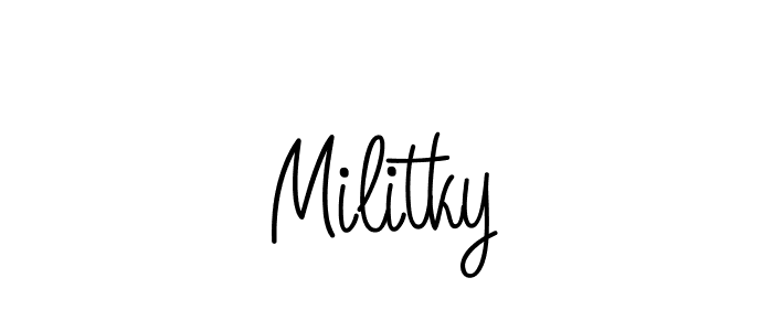 It looks lik you need a new signature style for name Militky. Design unique handwritten (Angelique-Rose-font-FFP) signature with our free signature maker in just a few clicks. Militky signature style 5 images and pictures png