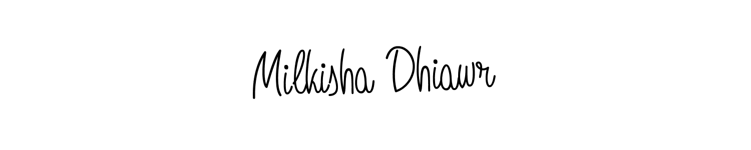 How to make Milkisha Dhiawr name signature. Use Angelique-Rose-font-FFP style for creating short signs online. This is the latest handwritten sign. Milkisha Dhiawr signature style 5 images and pictures png