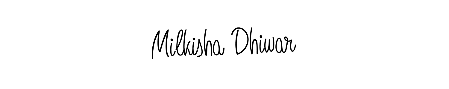 if you are searching for the best signature style for your name Milkisha Dhiwar. so please give up your signature search. here we have designed multiple signature styles  using Angelique-Rose-font-FFP. Milkisha Dhiwar signature style 5 images and pictures png