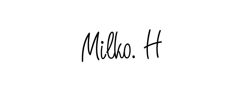 You should practise on your own different ways (Angelique-Rose-font-FFP) to write your name (Milko. H) in signature. don't let someone else do it for you. Milko. H signature style 5 images and pictures png