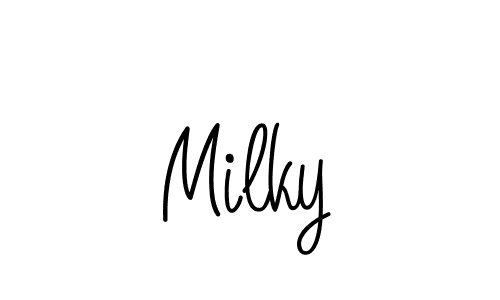 if you are searching for the best signature style for your name Milky. so please give up your signature search. here we have designed multiple signature styles  using Angelique-Rose-font-FFP. Milky signature style 5 images and pictures png