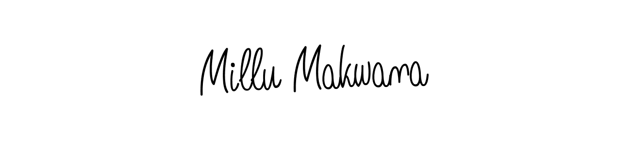 You should practise on your own different ways (Angelique-Rose-font-FFP) to write your name (Millu Makwana) in signature. don't let someone else do it for you. Millu Makwana signature style 5 images and pictures png