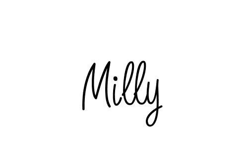 How to make Milly name signature. Use Angelique-Rose-font-FFP style for creating short signs online. This is the latest handwritten sign. Milly signature style 5 images and pictures png