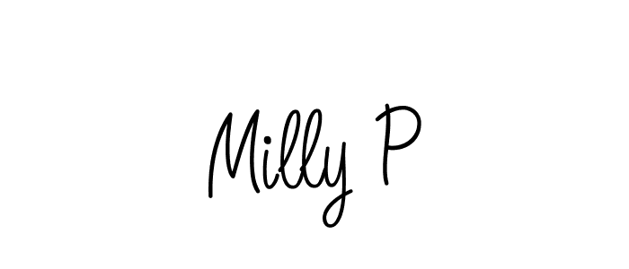 You should practise on your own different ways (Angelique-Rose-font-FFP) to write your name (Milly P) in signature. don't let someone else do it for you. Milly P signature style 5 images and pictures png