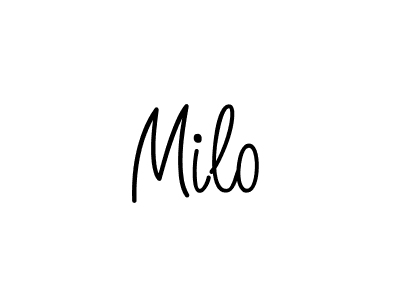 Use a signature maker to create a handwritten signature online. With this signature software, you can design (Angelique-Rose-font-FFP) your own signature for name Milo. Milo signature style 5 images and pictures png