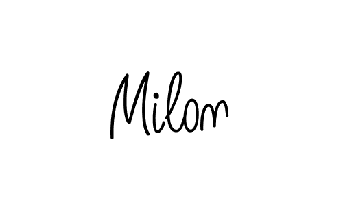 Milon stylish signature style. Best Handwritten Sign (Angelique-Rose-font-FFP) for my name. Handwritten Signature Collection Ideas for my name Milon. Milon signature style 5 images and pictures png