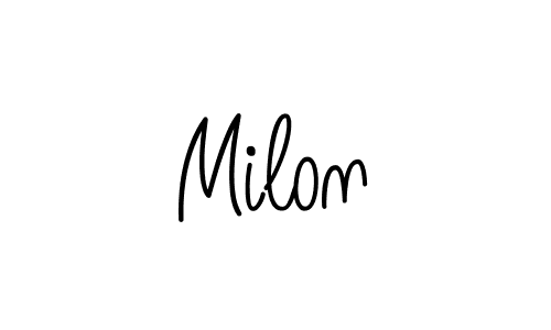 Milon stylish signature style. Best Handwritten Sign (Angelique-Rose-font-FFP) for my name. Handwritten Signature Collection Ideas for my name Milon. Milon signature style 5 images and pictures png