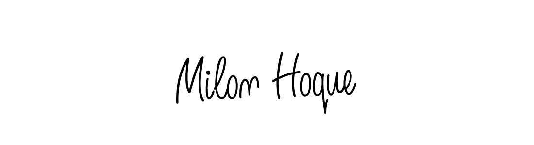 The best way (Angelique-Rose-font-FFP) to make a short signature is to pick only two or three words in your name. The name Milon Hoque include a total of six letters. For converting this name. Milon Hoque signature style 5 images and pictures png