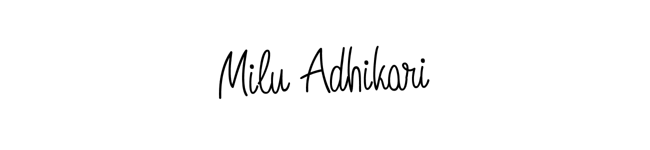 Milu Adhikari stylish signature style. Best Handwritten Sign (Angelique-Rose-font-FFP) for my name. Handwritten Signature Collection Ideas for my name Milu Adhikari. Milu Adhikari signature style 5 images and pictures png