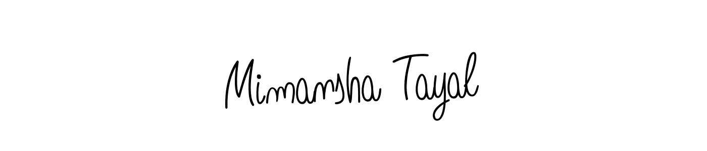 You should practise on your own different ways (Angelique-Rose-font-FFP) to write your name (Mimansha Tayal) in signature. don't let someone else do it for you. Mimansha Tayal signature style 5 images and pictures png