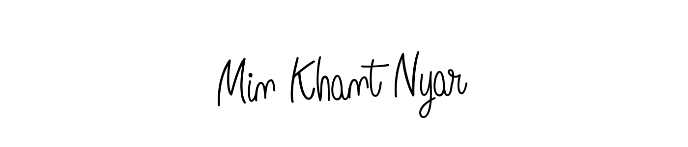 You should practise on your own different ways (Angelique-Rose-font-FFP) to write your name (Min Khant Nyar) in signature. don't let someone else do it for you. Min Khant Nyar signature style 5 images and pictures png