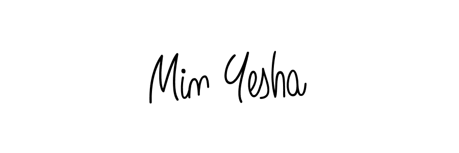 You should practise on your own different ways (Angelique-Rose-font-FFP) to write your name (Min Yesha) in signature. don't let someone else do it for you. Min Yesha signature style 5 images and pictures png