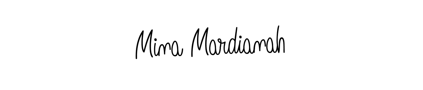 Create a beautiful signature design for name Mina Mardianah. With this signature (Angelique-Rose-font-FFP) fonts, you can make a handwritten signature for free. Mina Mardianah signature style 5 images and pictures png