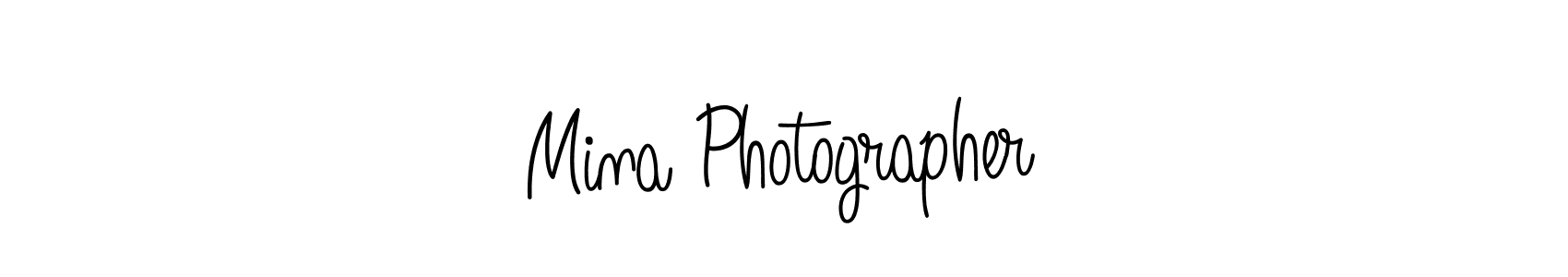 The best way (Angelique-Rose-font-FFP) to make a short signature is to pick only two or three words in your name. The name Mina Photographer include a total of six letters. For converting this name. Mina Photographer signature style 5 images and pictures png