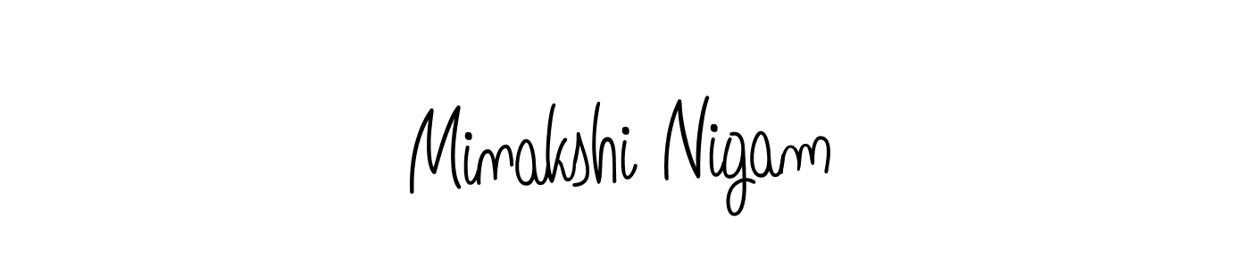 Use a signature maker to create a handwritten signature online. With this signature software, you can design (Angelique-Rose-font-FFP) your own signature for name Minakshi Nigam. Minakshi Nigam signature style 5 images and pictures png