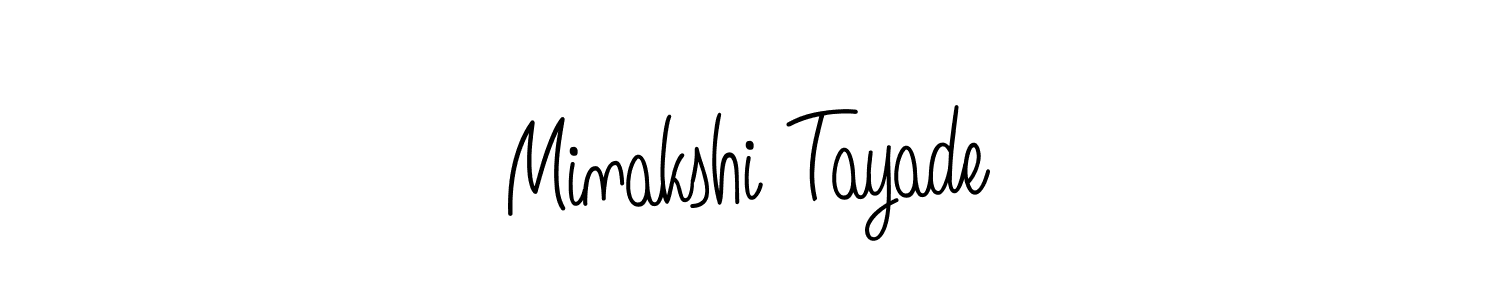 How to make Minakshi Tayade name signature. Use Angelique-Rose-font-FFP style for creating short signs online. This is the latest handwritten sign. Minakshi Tayade signature style 5 images and pictures png