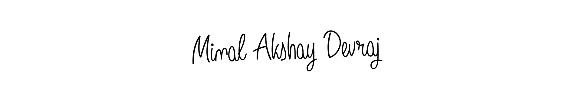 Create a beautiful signature design for name Minal Akshay Devraj. With this signature (Angelique-Rose-font-FFP) fonts, you can make a handwritten signature for free. Minal Akshay Devraj signature style 5 images and pictures png