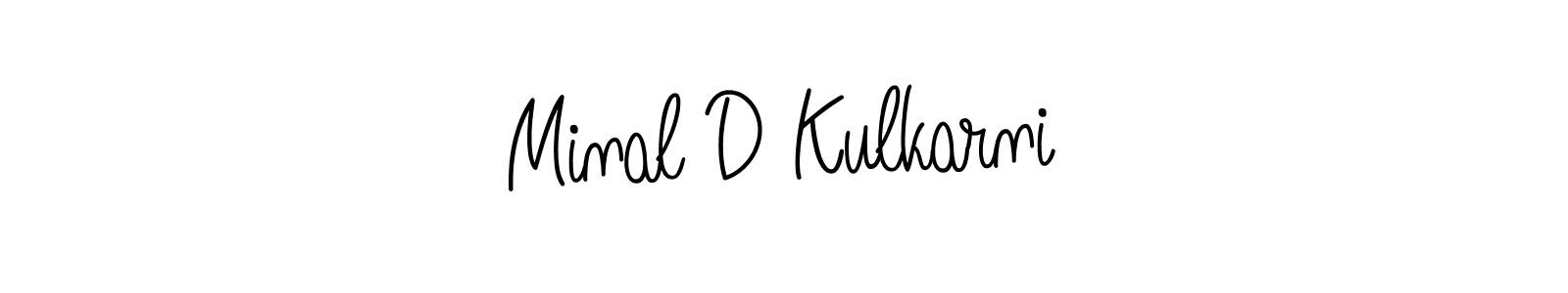 Make a beautiful signature design for name Minal D Kulkarni. With this signature (Angelique-Rose-font-FFP) style, you can create a handwritten signature for free. Minal D Kulkarni signature style 5 images and pictures png