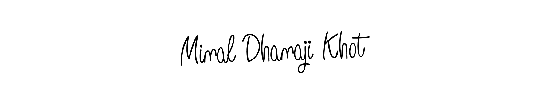 How to make Minal Dhanaji Khot name signature. Use Angelique-Rose-font-FFP style for creating short signs online. This is the latest handwritten sign. Minal Dhanaji Khot signature style 5 images and pictures png